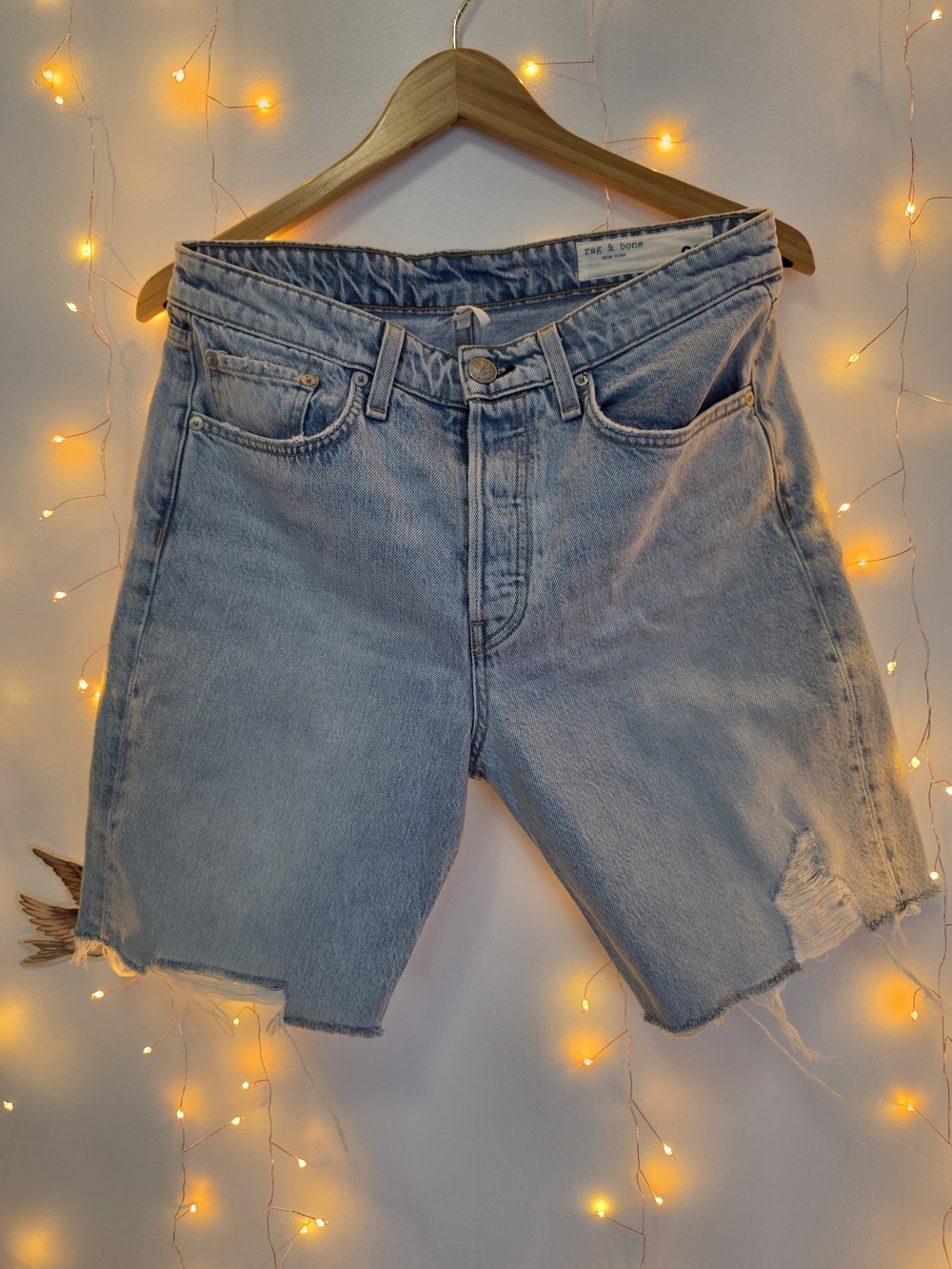 rag & bone faded blue denim shorts
